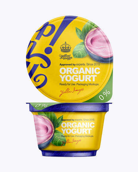 170g Yogurt Cup with Foil Lid Mockup