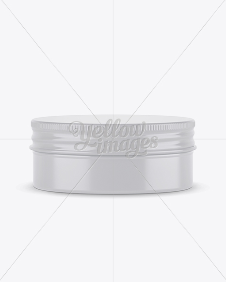 Glossy Round Tin Box Mockup - Front View (High-Angle Shot)