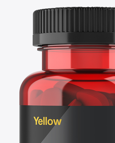 Red Pill Bottle Mockup - Front View