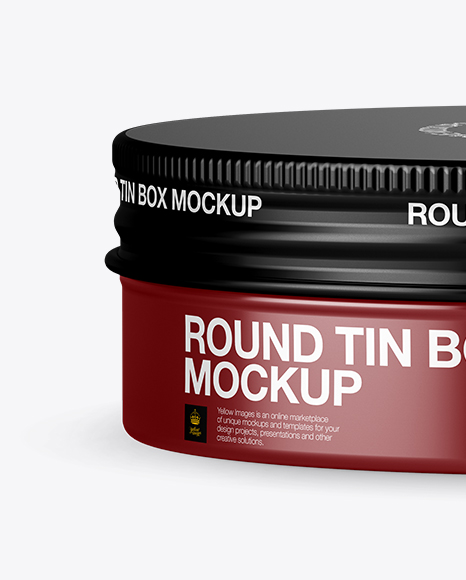 Metal Round Tin Box Mockup - Front View (High-Angle Shot)