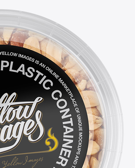 Plastic Container w/ Peanuts Mockup - Top View