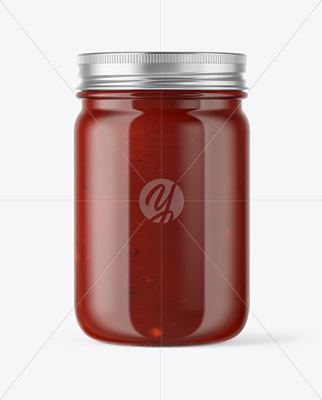 Clear Glass Jar with Sauce Mockup