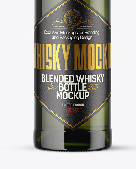 Green Glass Whiskey Bottle Mockup