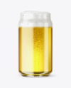 Can Shaped Glass Cup w/ Pilsner Beer Mockup