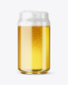 Can Shaped Glass Cup w/ Lager Beer Mockup