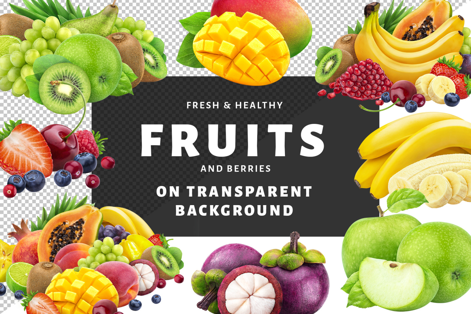 Fruits on transparent background Fruits on transparent background