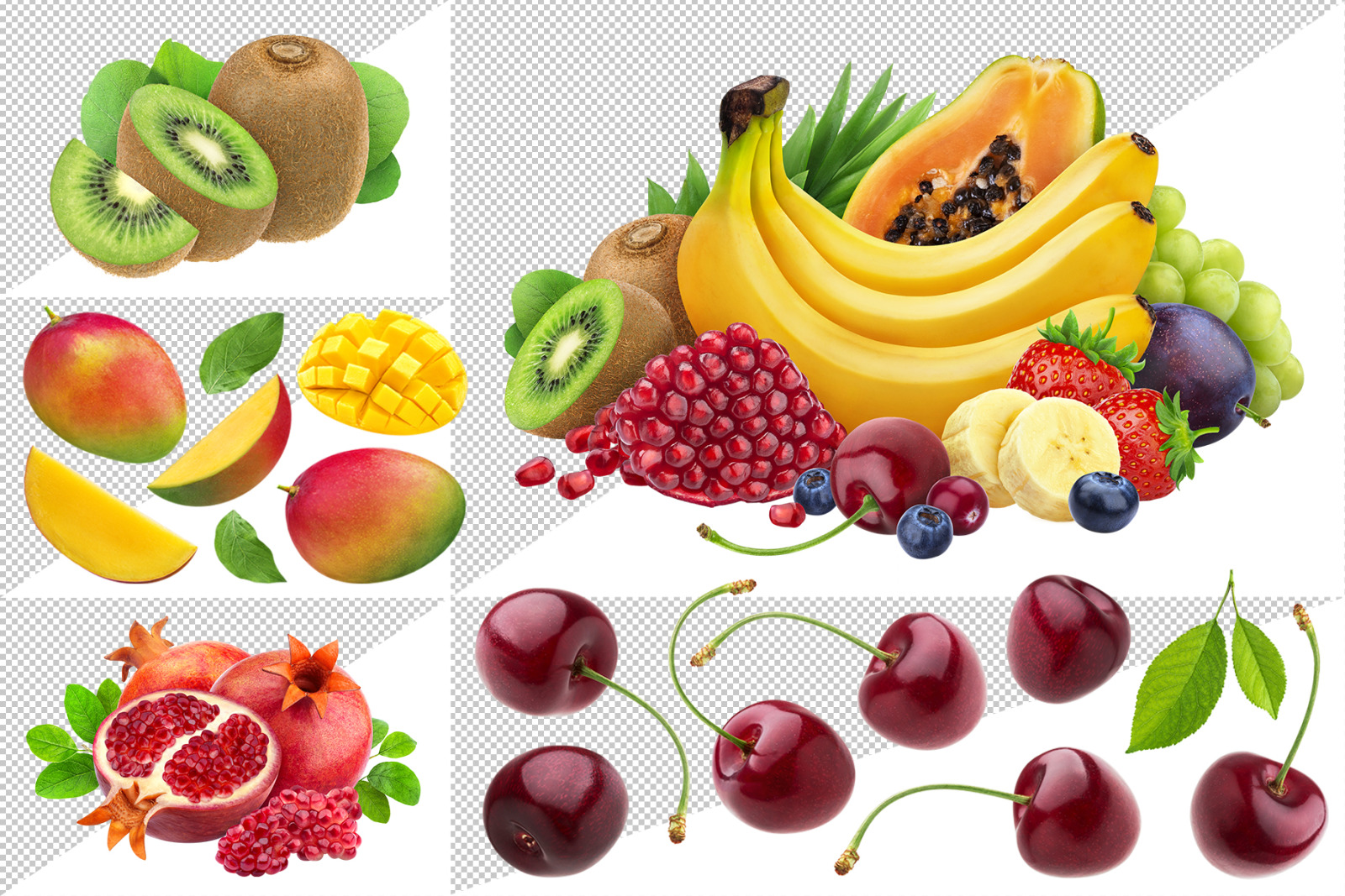 Fruits on transparent background