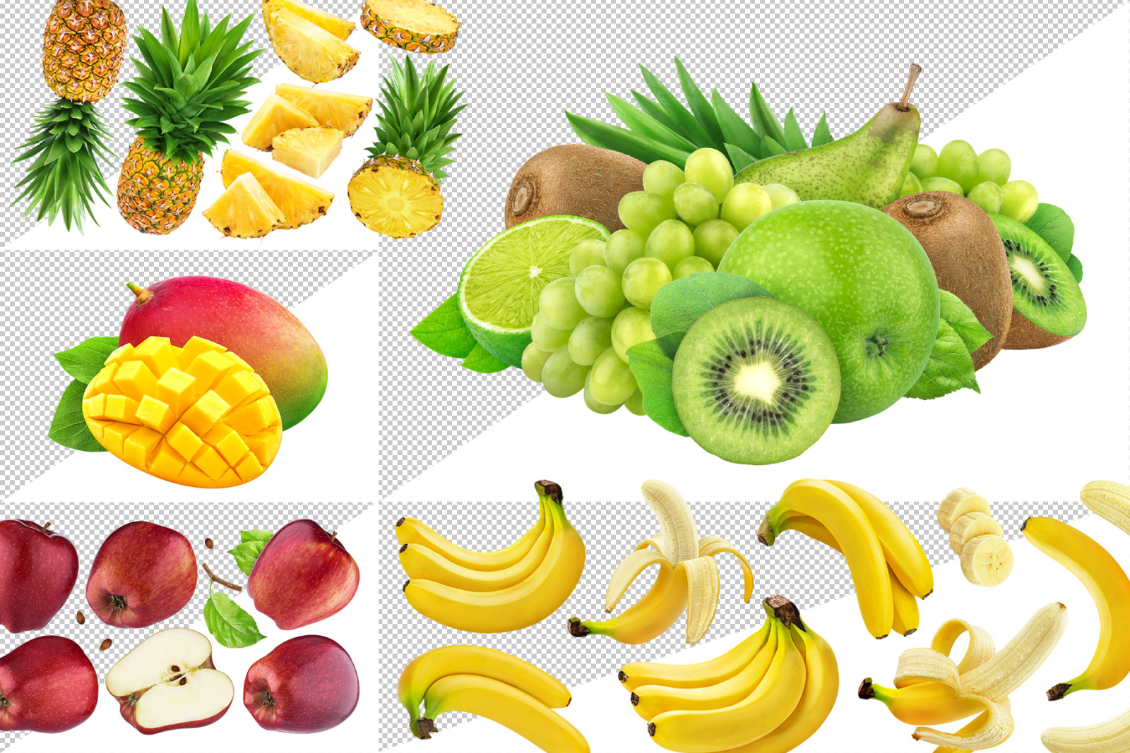 Fruits on transparent background