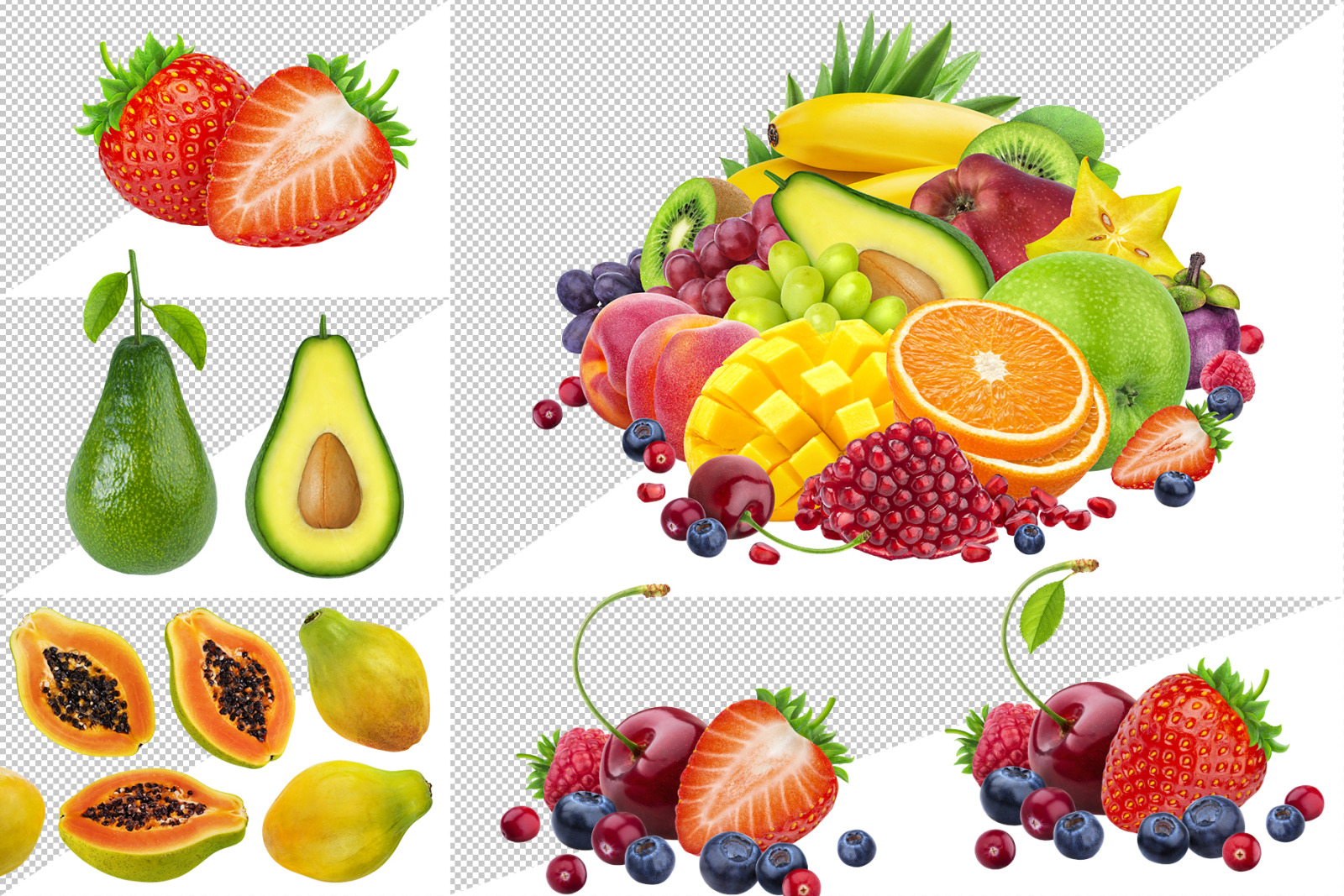 Fruits on transparent background