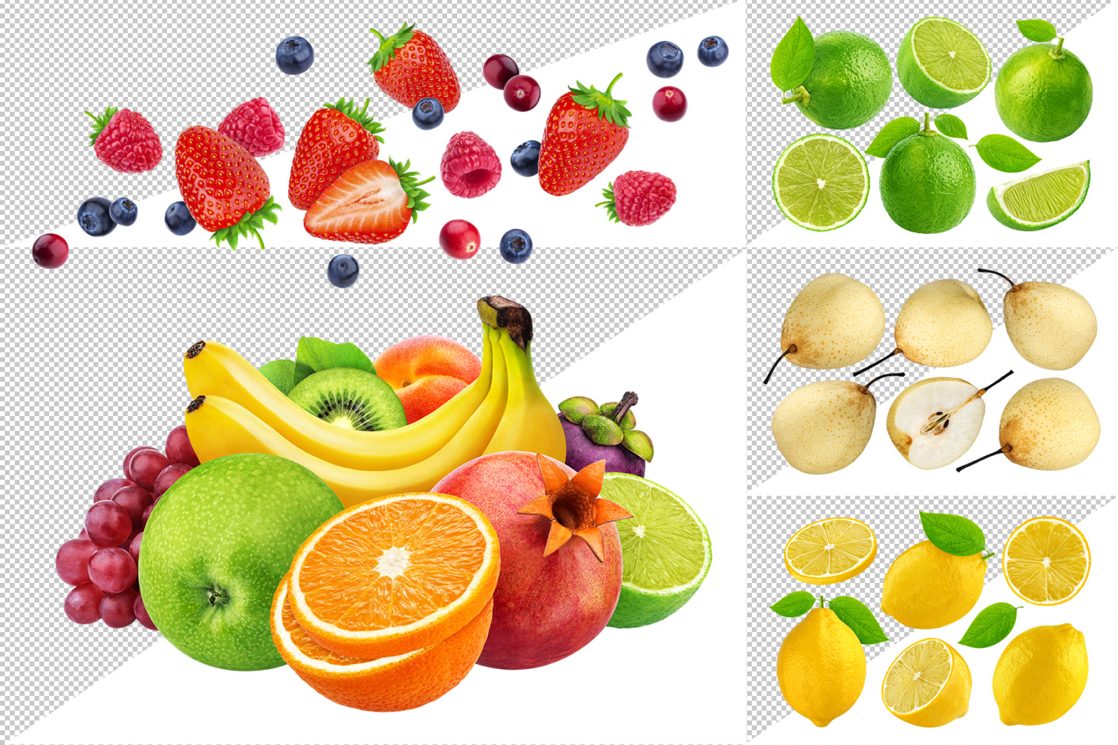 Fruits on transparent background