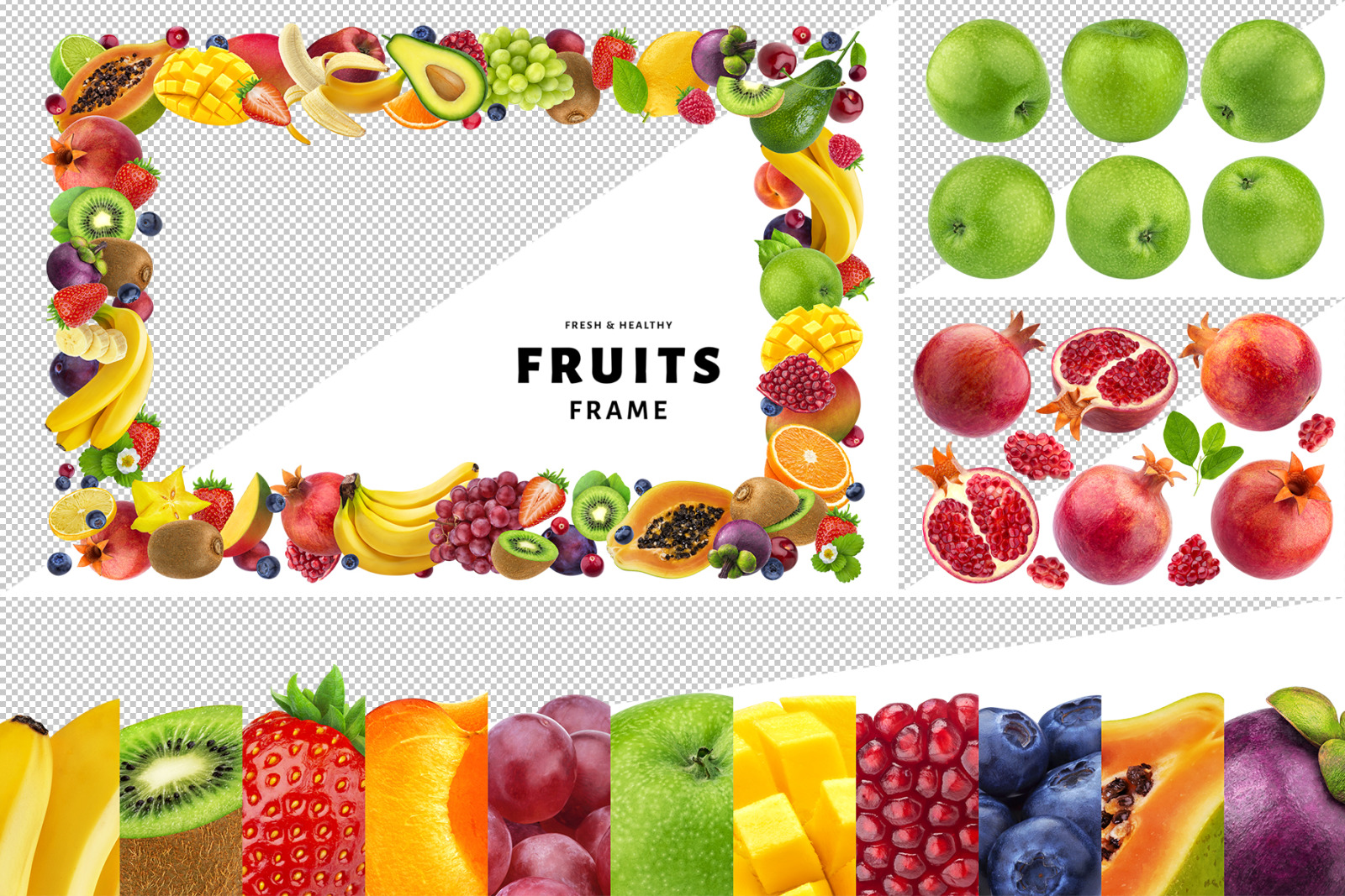 Fruits on transparent background