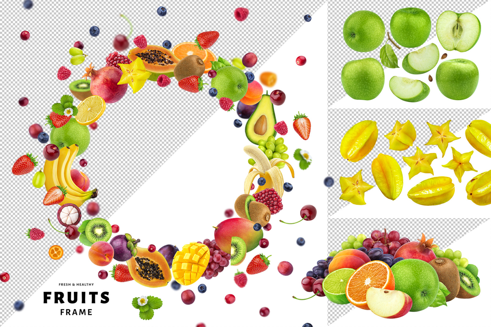 Fruits on transparent background