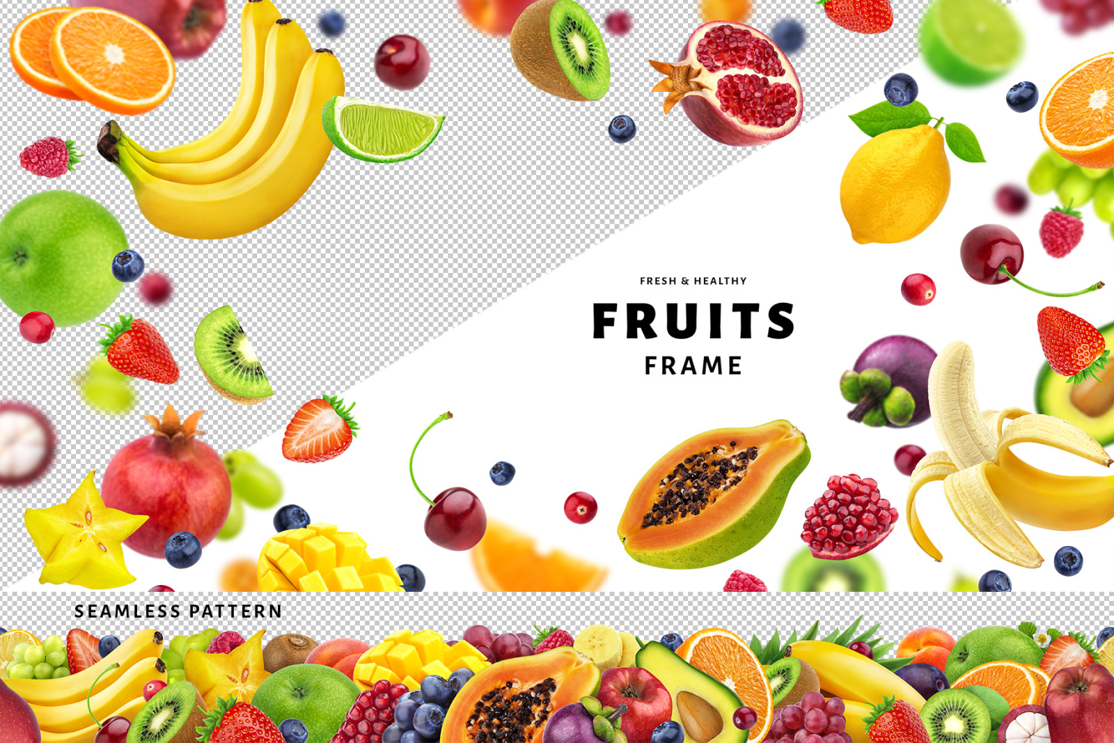 Fruits on transparent background