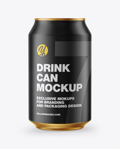 Metallic Drink Can w/ Matte Finish Mockup