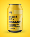 Metallic Drink Can w/ Matte Finish Mockup