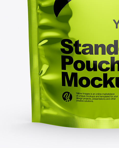 Glossy Metallic Stand Up Pouch with Zipper Mockup