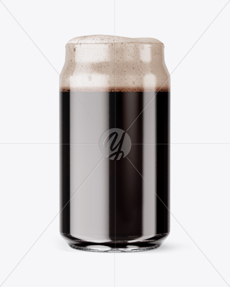 Can Shaped Glass Cup w/ Irish Stout Mockup