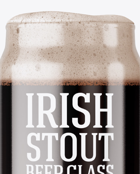 Can Shaped Glass Cup w/ Irish Stout Mockup