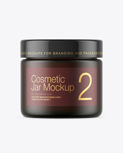 Frosted Dark Amber Glass Cosmetic Jar Mockup