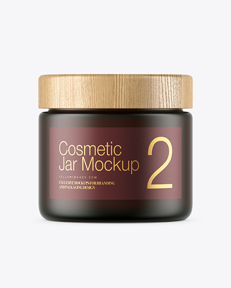 Frosted Dark Amber Glass Cosmetic Jar Mockup