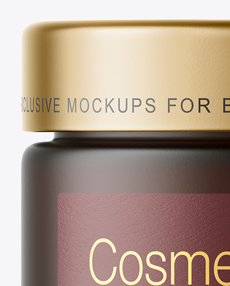 Frosted Dark Amber Glass Cosmetic Jar Mockup