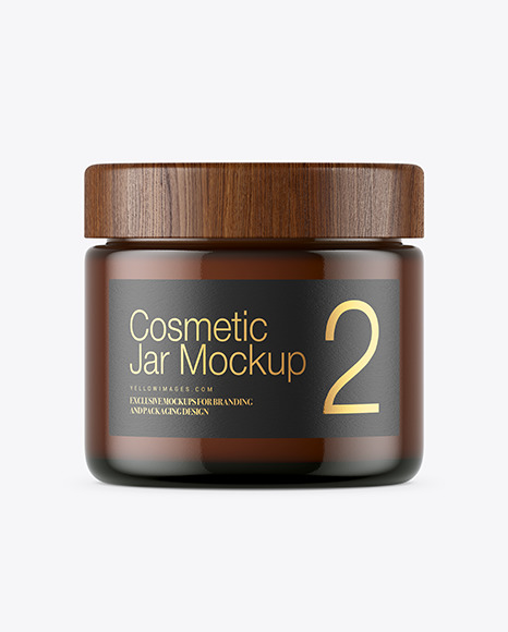 Amber Glass Cosmetic Jar Mockup