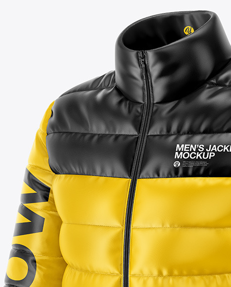 Men's Down Jacket Mockup - Front Half Side View