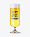 Goblet Glass with Saison Ale Mockup