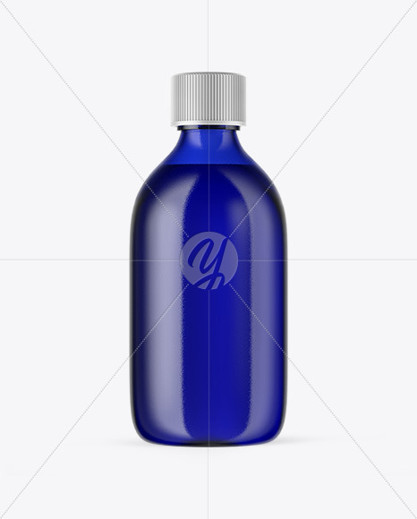 Blue Glass Oil Bottle Mockup