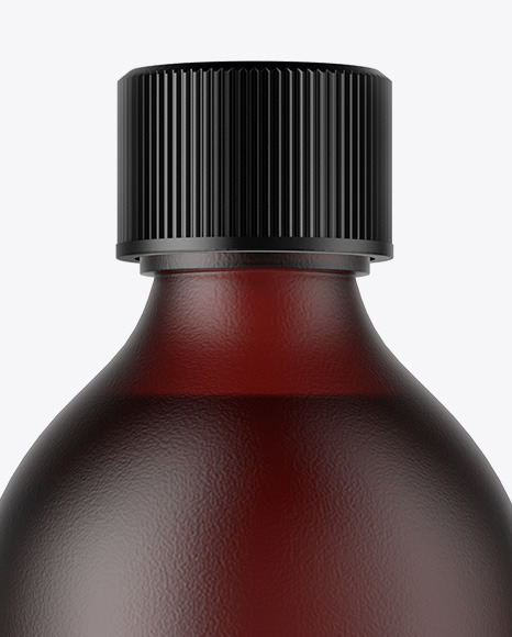 Frosted Dark Amber Glass Oil Bottle Mockup