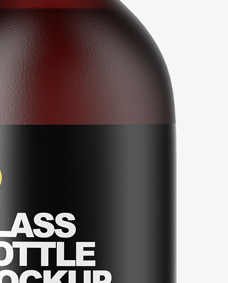 Frosted Dark Amber Glass Oil Bottle Mockup