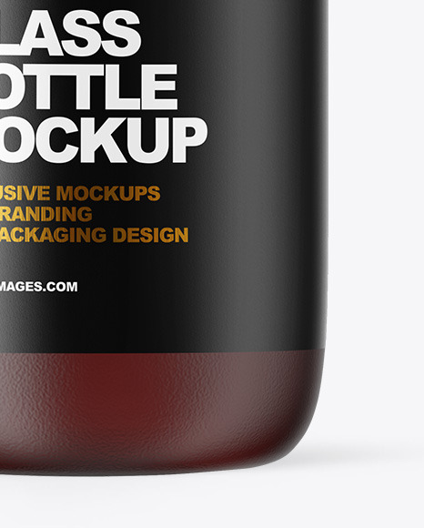 Frosted Dark Amber Glass Oil Bottle Mockup