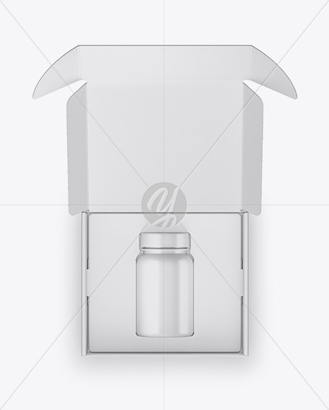 Opened Box with Pills Bottle Mockup