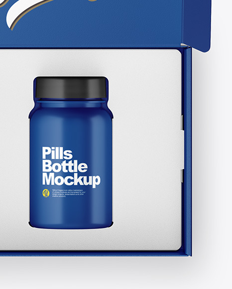 Opened Box with Pills Bottle Mockup