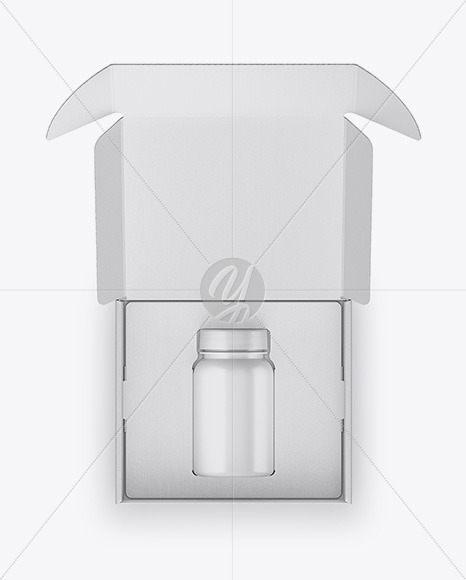 Opened Textured Box with Pills Bottle Mockup