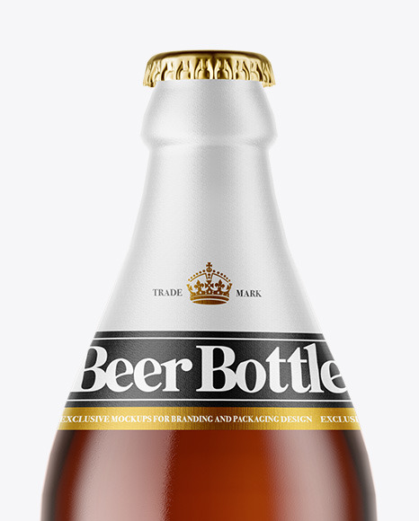 Amber Glass Beer Bottle Mockup