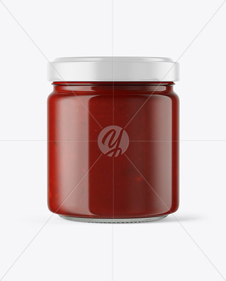 Clear Glass Jar with Sauce Mockup