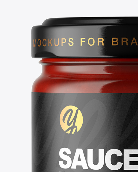 Clear Glass Jar with Sauce Mockup