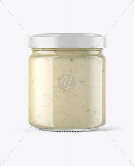 Clear Glass Jar with Tar Tar Sauce Mockup