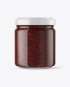 Clear Glass Jar with Raspberry Jam Mockup