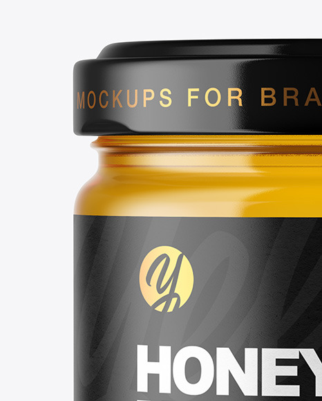 Clear Glass Jar with Honey Mockup