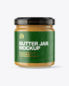 Clear Glass Jar with Peanut Butter Mockup