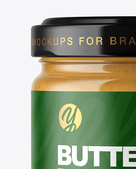 Clear Glass Jar with Peanut Butter Mockup