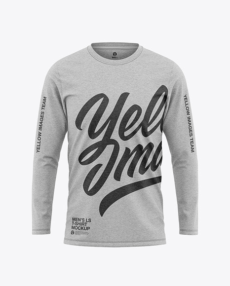 Men’s Heather Long Sleeve T-Shirt Mockup - Front View