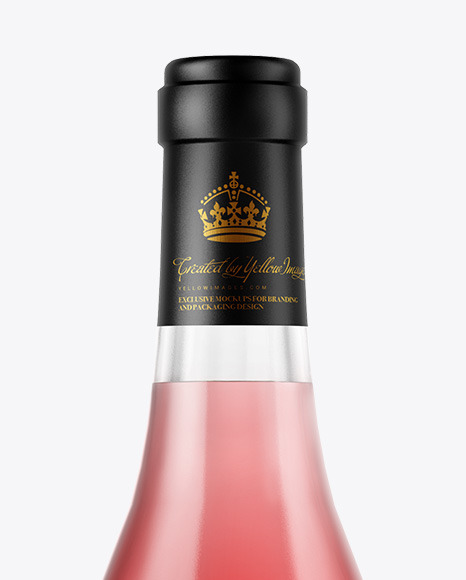 Clear Glass Pink Wine Bottle Mockup