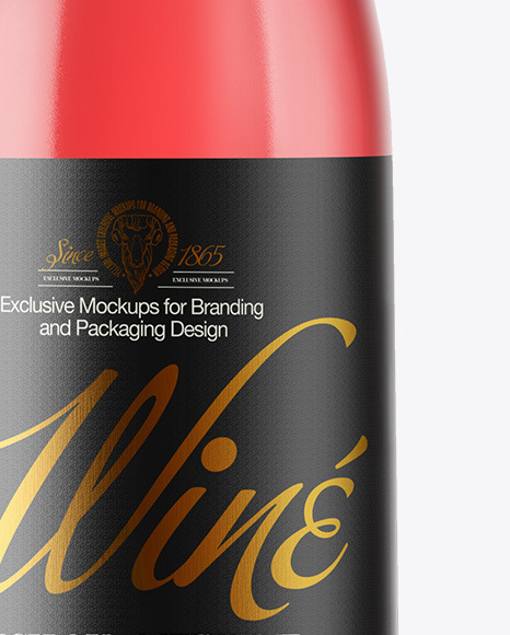 Clear Glass Pink Wine Bottle Mockup