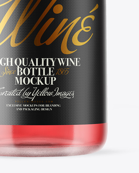 Clear Glass Pink Wine Bottle Mockup