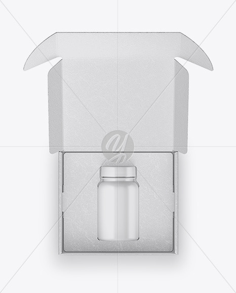 Opened Textured Box with Pills Bottle Mockup