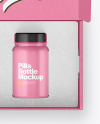 Opened Textured Box with Pills Bottle Mockup