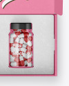 Opened Textured Box with Pills Bottle Mockup